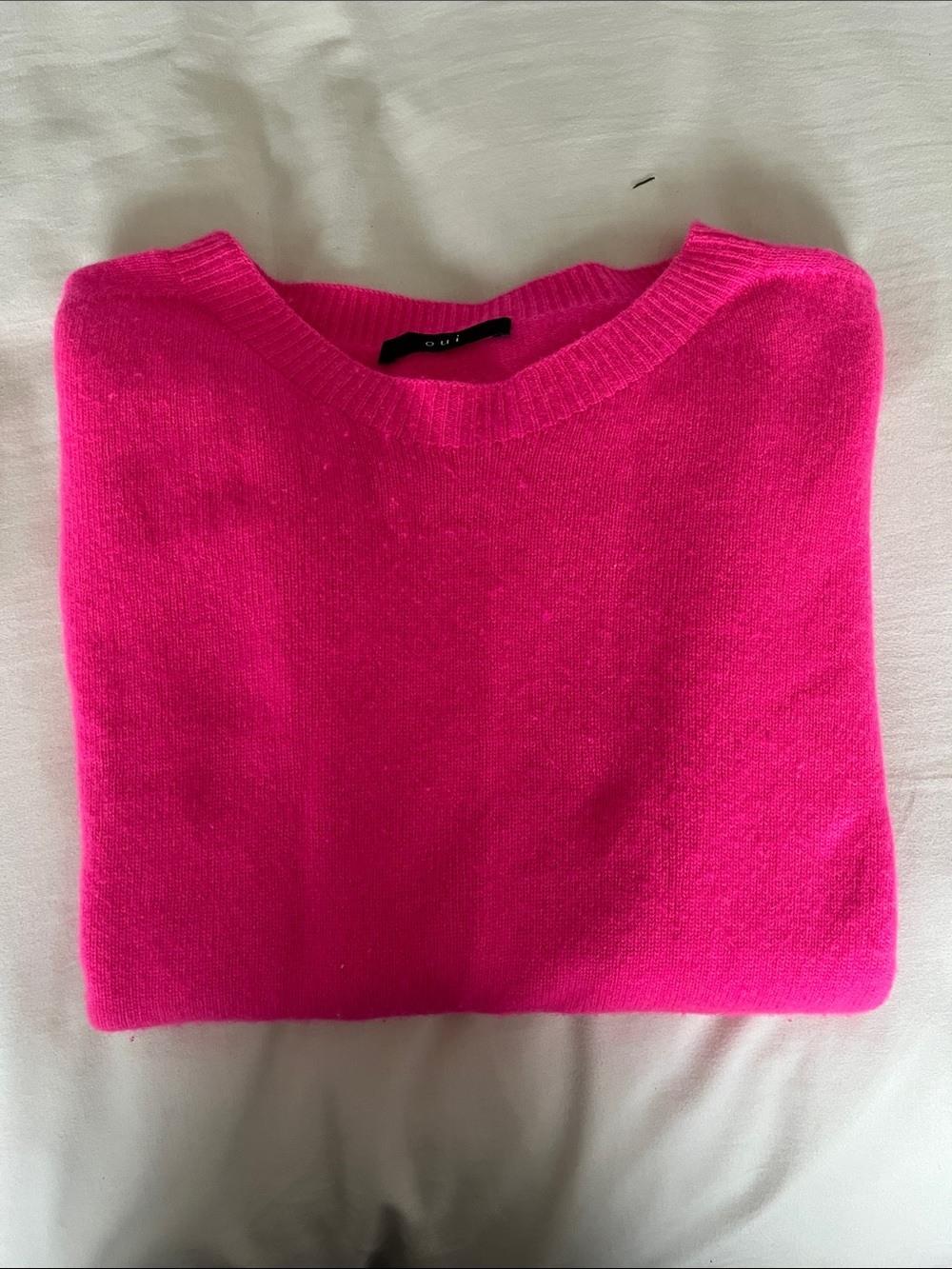 Women's Hot Pink Crewneck Sweater - Classic Lightweight Knit